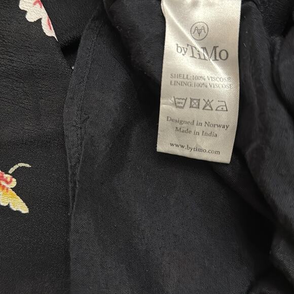 byTiMo Black Floral Maxi Short Sleeve Dress XS Feminine Vintage Style - Picture 7 of 7